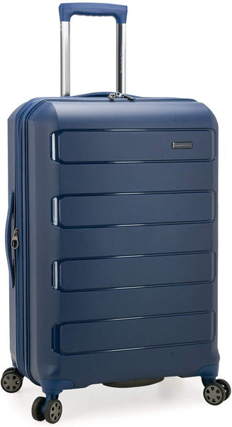 Traveler's Choice Pagosa Indestructible Hardshell Expandable Spinner Luggage, Navy, Checked-Medium 26-Inch(694396915699)