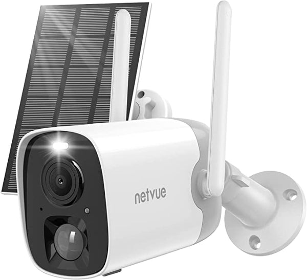 NETVUE Security Outdoor Camera with Solar Panel, 2K Color Night Vision AI Motion Detection, Wireless IP65 Weatherproof Camera