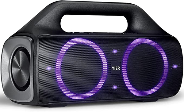 YIER 80w (Peak) Portable Wireless Speaker with Lights, Stereo Loud Sound, IP67 Waterproof, Deep Bass Outdoor Speakers Bluetooth 5.0