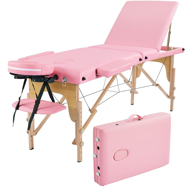 Commercial Portable Folding Massage Table With Carrying Case, 84'', PINK