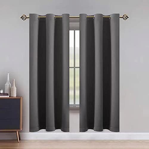 LUSHLEAF Blackout Curtains for Bedroom, Solid Thermal Insulated with Grommet Noise Reduction Window Drapes, Room Darkening Curtains for Living Room, 2 Panels,42 x 84 inch，Grey