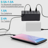 20-Port 100 W(20 A) Multiple USB Charger Station，RISWOJOR Multiport USB Charging Station with Intelligent Detection, Compatible with Smartphones, Tablets, and More Devices