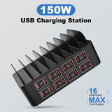 Charging Station for Multiple Devices,Cinlinso 150W/35A 16 Port USB Charging Station,Multi Device Fast Charger Organizer Compatible with iPad,Tablet,Kindle Cell Phone and Other Electronic