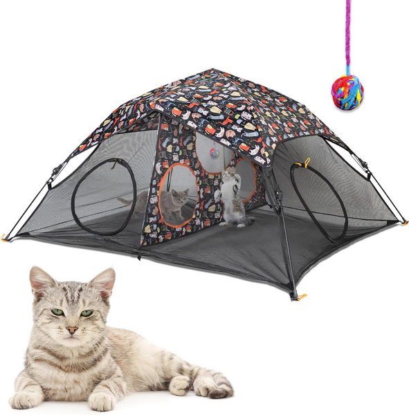 Outdoor Cat Play Tent for Indoor Cats (X- Large Portable Cat House, Outdoor Cat Enclosure for Cats, Rabbits and Small Animals Easy to Connect with Cat Tunnel, Cat Cube
