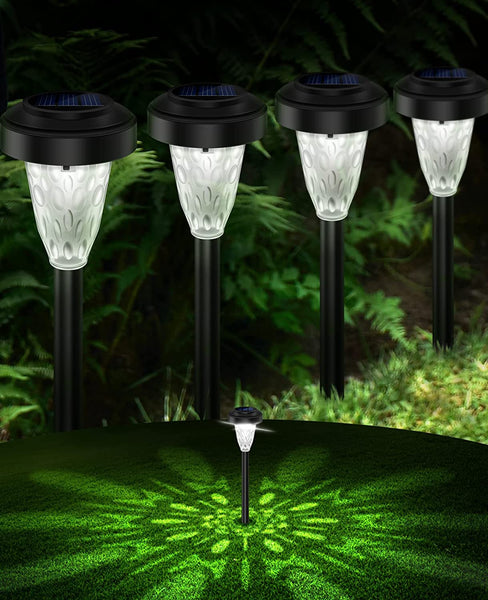 Solar Garden Lights 8 Pack, Solar Lights Outdoor Lighting Change Waterproof Bright Up to 12 Hrs Auto On/Off Solar Powered Landscape for Garden Pathway Yard Walkway Decorative, Small Size (Cool White)