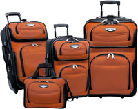 Travel Select Amsterdam Expandable Rolling Upright Luggage, Orange, 4-Piece Set(694396695089)