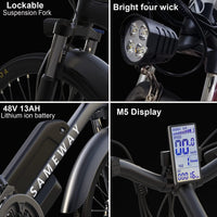 sameway Electric Bike for Adults with 750W E-Bikes Motor, 26'' Wheels, 21MPH Speed - Electric Mountain Bike - Foldable