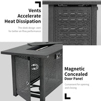 Essential Lounger 42 Inch Fire Pit Table, 50,000 BTU Rectangle Propane Gas Fire Pit, Outdoor Fire Pit Dining Table with Lid,Glass Wind Guard,Waterproof Cover,Lava Rocks - Steel
