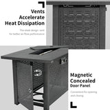 Essential Lounger 42 Inch Fire Pit Table, 50,000 BTU Rectangle Propane Gas Fire Pit, Outdoor Fire Pit Dining Table with Lid,Glass Wind Guard,Waterproof Cover,Lava Rocks - Steel