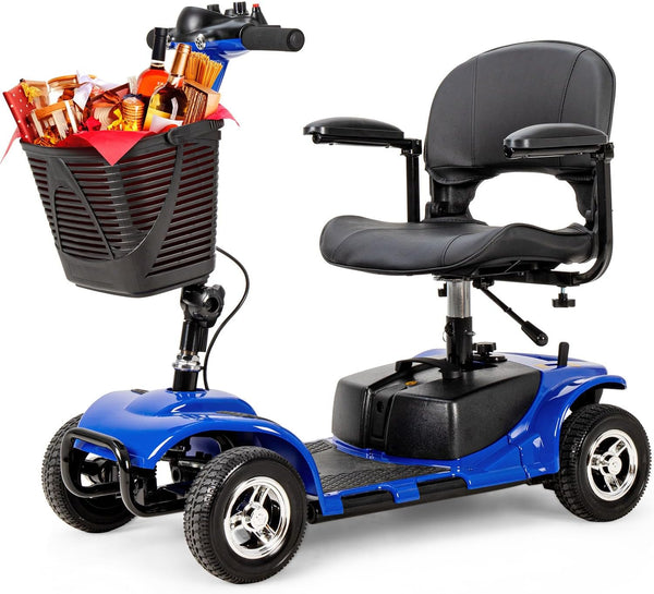 Cebihy 4 Wheel Mobility Scooter, Electric Power Mobile Scooters for Seniors Adult with Lights Collapsible and Compact Duty Travel Scooter w/Basket and Extended Battery