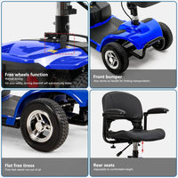 Cebihy 4 Wheel Mobility Scooter, Electric Power Mobile Scooters for Seniors Adult with Lights Collapsible and Compact Duty Travel Scooter w/Basket and Extended Battery