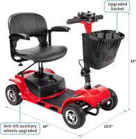 Cebihy 4 Wheel Mobility Scooter, Electric Power Mobile Scooters for Seniors Adult with Lights Collapsible and Compact Duty Travel Scooter w/Basket and Extended Battery