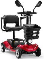 Compact 4 Wheel Mobility Scooter with Display, Foldable Electric Scooter for Seniors and Adults, Heavy Duty Travel Model with Lights, Basket, and Long-Lasting Extended
