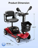 Compact 4 Wheel Mobility Scooter with Display, Foldable Electric Scooter for Seniors and Adults, Heavy Duty Travel Model with Lights, Basket, and Long-Lasting Extended