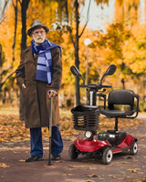Compact 4 Wheel Mobility Scooter with Display, Foldable Electric Scooter for Seniors and Adults, Heavy Duty Travel Model with Lights, Basket, and Long-Lasting Extended