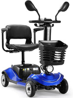 Compact 4 Wheel Mobility Scooter with Display, Foldable Electric Scooter for Seniors and Adults, Heavy Duty Travel Model with Lights, Basket, and Long-Lasting Extended