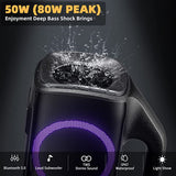 YIER 80w (Peak) Portable Wireless Speaker with Lights, Stereo Loud Sound, IP67 Waterproof, Deep Bass Outdoor Speakers Bluetooth 5.0