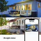 NETVUE Solar Security Cameras Wireless Outdoor 3MP Camera 2.4G WiFi 360° View PTZ