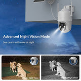 NETVUE Solar Security Cameras Wireless Outdoor 3MP Camera 2.4G WiFi 360° View PTZ