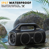 YIER 80w (Peak) Portable Wireless Speaker with Lights, Stereo Loud Sound, IP67 Waterproof, Deep Bass Outdoor Speakers Bluetooth 5.0
