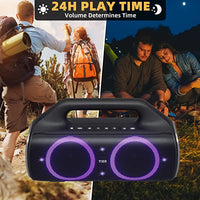 YIER 80w (Peak) Portable Wireless Speaker with Lights, Stereo Loud Sound, IP67 Waterproof, Deep Bass Outdoor Speakers Bluetooth 5.0