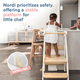 Nordi Foldable Toddler Kitchen Tower, Kitchen Stool Helper, Standing Tower with 3 Adjustable Heights, Suitable Age for 1.5-6 Years, Montessori Kitchen Stools