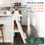 Nordi Foldable Toddler Kitchen Tower, Kitchen Stool Helper, Standing Tower with 3 Adjustable Heights, Suitable Age for 1.5-6 Years, Montessori Kitchen Stools