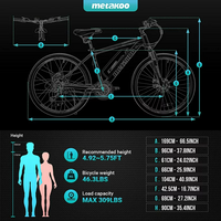 Macfox 26 In. Mountain Electric Bicycle, 350 W Motor,  36V Removable Battery, 20Mph with 21 Speed Gears, Black