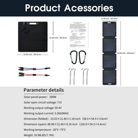 200W Foldable Solar Panel Kit Portable Emergency Power multiple charging modes