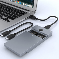 Dual Bay M.2 Enclosure, Cloner USB C to NVME SSD Enclosure External Hard Drive Duplicator for M Key (B+M Key) (Tool-Free)