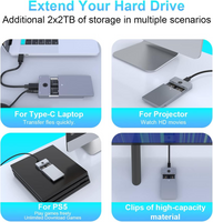 Dual Bay M.2 Enclosure, Cloner USB C to NVME SSD Enclosure External Hard Drive Duplicator for M Key (B+M Key) (Tool-Free)