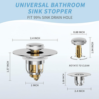 Universal 2 in 1 Bathroom Sink Stopper, Pop Up Bathroom Sink Drain Strainer with Anti-Clogging Filter Basket, Bathroom Drain Stopper Sink Plug for 1.06"-1.65" Basin Drain Holes(Pair)