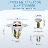 Universal 2 in 1 Bathroom Sink Stopper, Pop Up Bathroom Sink Drain Strainer with Anti-Clogging Filter Basket, Bathroom Drain Stopper Sink Plug for 1.06"-1.65" Basin Drain Holes(Pair)
