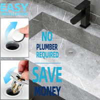 Universal 2 in 1 Bathroom Sink Stopper, Pop Up Bathroom Sink Drain Strainer with Anti-Clogging Filter Basket, Bathroom Drain Stopper Sink Plug for 1.06"-1.65" Basin Drain Holes(Pair)