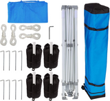  Outdoor One-push Pop Up Canopy, 10 ft x 10 ft with Wheeled Carry Bag, 4-Pack Weight Bags, Blue