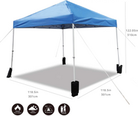  Outdoor One-push Pop Up Canopy, 10 ft x 10 ft with Wheeled Carry Bag, 4-Pack Weight Bags, Blue