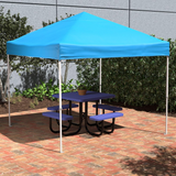  Outdoor One-push Pop Up Canopy, 10 ft x 10 ft with Wheeled Carry Bag, 4-Pack Weight Bags, Blue