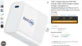 USB C Charger, Raycono 65W Wall Charger USB-C Power Adapter Laptop Charger Compatible for MacBook/MacBook Air/iPhone 13/13 Pro/13 mini/13 Pro Max/12/12 Pro/12 Pro Max