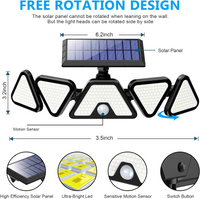 Solar Lights Outdoor Waterproof, 329 LED Motion Sensor Outdoor Lights 5 Heads Outdoor Motion Sensor Light, Solar Lights for Outside, Patio, Garage, Garden, Front Door (2 Packs)