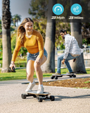 Electric Skateboards, 23 Miles Long-Range Battery, 23 Mph with Powered 1100W Dual Motors, 3 Speed Mode Fast Electric Longboard 90mm PU Wheels Electric Skateboard with Remote, 1Black-Maple