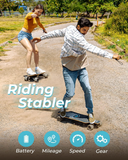 Electric Skateboards, 23 Miles Long-Range Battery, 23 Mph with Powered 1100W Dual Motors, 3 Speed Mode Fast Electric Longboard 90mm PU Wheels Electric Skateboard with Remote, 1Black-Maple