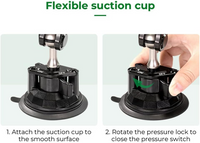Universal Ball Head Arm for Phone, 360° Rotating Rotating Car Phone Holder Mount, Suction Cup Phone Holder with Ballhead Universal Ball Head Basic Sucker Arm for Phone (with Remote Control)