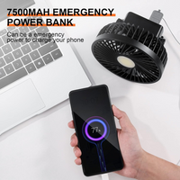 Odoland Camping Fan with LED Lantern, 7500mAh Rechargeable Battery Operated Fan with Hang Hook, Portable Camp Tent Fan, USB Table Fan with Light for Outages Hurricane Emergency