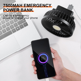 Odoland Camping Fan with LED Lantern, 7500mAh Rechargeable Battery Operated Fan with Hang Hook, Portable Camp Tent Fan, USB Table Fan with Light for Outages Hurricane Emergency