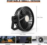 Odoland Camping Fan with LED Lantern, 7500mAh Rechargeable Battery Operated Fan with Hang Hook, Portable Camp Tent Fan, USB Table Fan with Light for Outages Hurricane Emergency