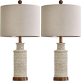 24'' Farmhouse Table Lamp Set of 2 for Bedroom Living Room Vintage Rustic Traditional Nightstand Bedside Lamps