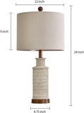24'' Farmhouse Table Lamp Set of 2 for Bedroom Living Room Vintage Rustic Traditional Nightstand Bedside Lamps