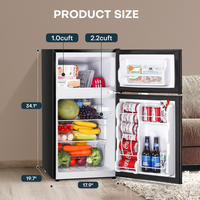 Upstreman 3.2 Cu.Ft Mini Fridge with Freezer, Double Door Mini Fridge, Adjustable Thermostat, Mini Refrigerator for Dorm, Office, Bedroom, Black