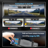 JOMISE 11" Detached Rear View Mirror Camera, 4K Mirror Dash Cam Front and 2.5K Rear Dual Camera for Car, Mirror Backup Camera with Parking Monitoring/Night Vision/GPS/G-Sensor/Free 32GB Card