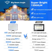 100W LED Flood Light 15900LM, Outdoor Floodlights 100-277V,Security Commercial Lighting IP65 Waterproof Angle Adjustable,5000K Daylight Exterior Work Light for Stadium,Garden,Garages,Yard,Barn